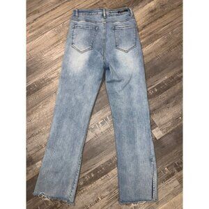 Risen Womens Light Blue High-Waisted Straight Leg Denim Jeans Size 9